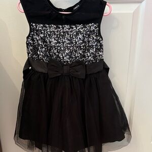 Zunie Black Sequin Bow Dress-size 4 Little Girl